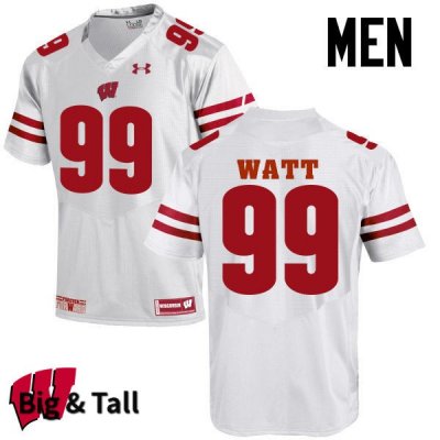 Men's Wisconsin Badgers NCAA #99 J. J. Watt White Authentic Under Armour Big & Tall Stitched College Football Jersey UJ31W37SY